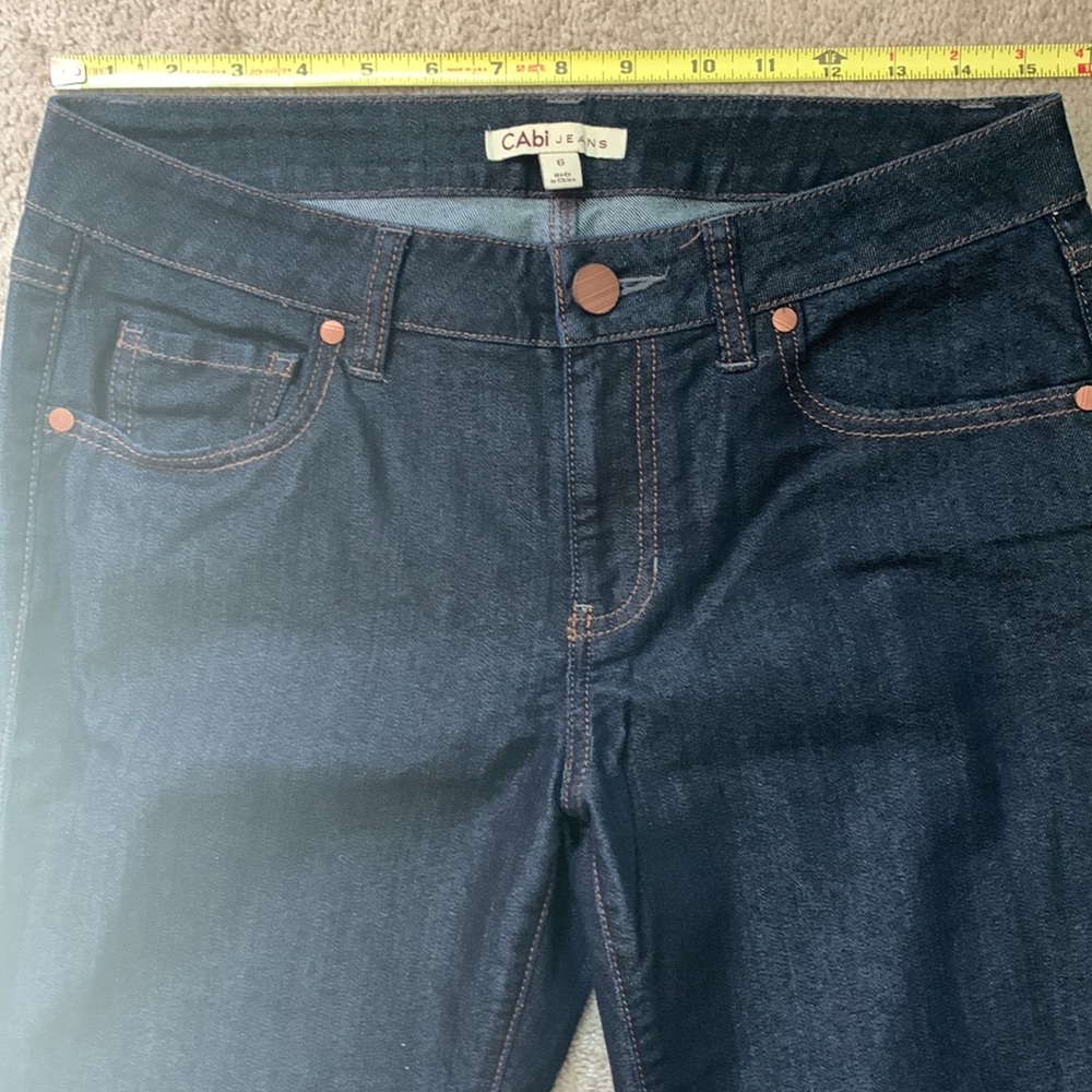 CAbi Jeans #203A Dark Wash Blue Denim Boot Cut Stretch Mid-Rise - Size 6 - NWOT